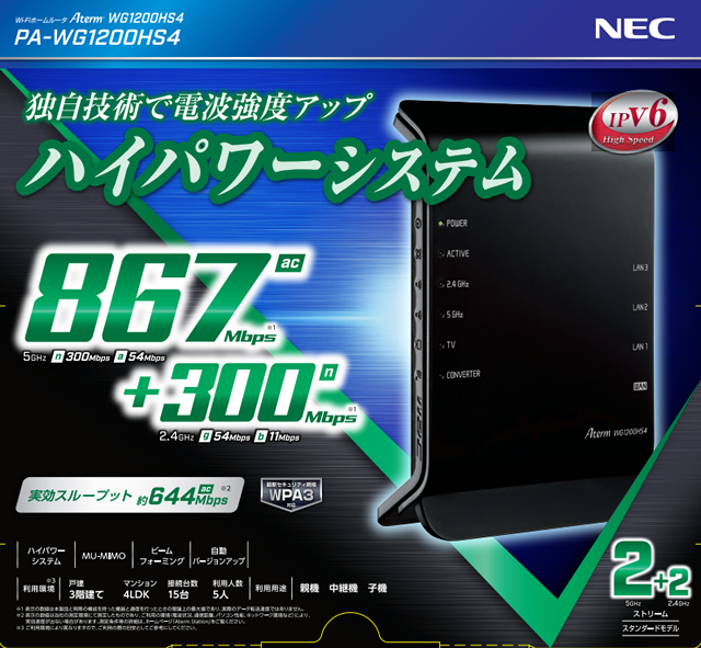 ルータープレゼント(Aterm WG1200HS4)