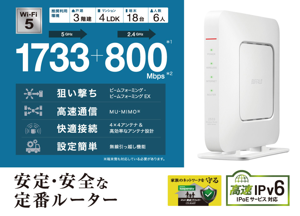 ルータープレゼント(BUFFALO WSR-2533DHPLS-WH)