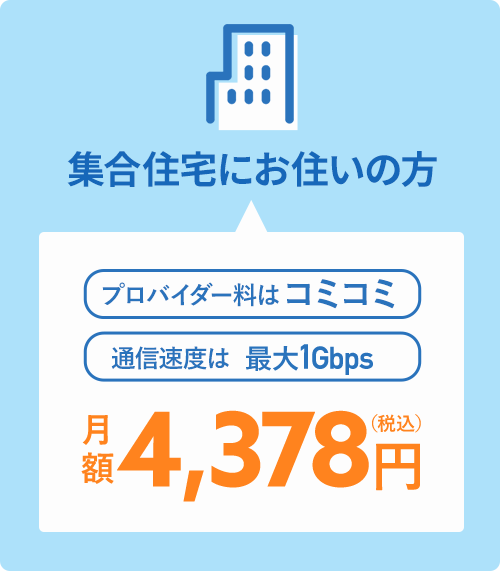 集合住宅にお住いの方　月額3,058円（税込）